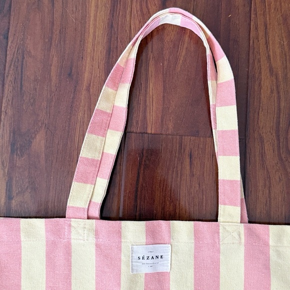 Sezane Bonjour Los Angeles Striped Chic Tote Bag - Picture 5 of 13